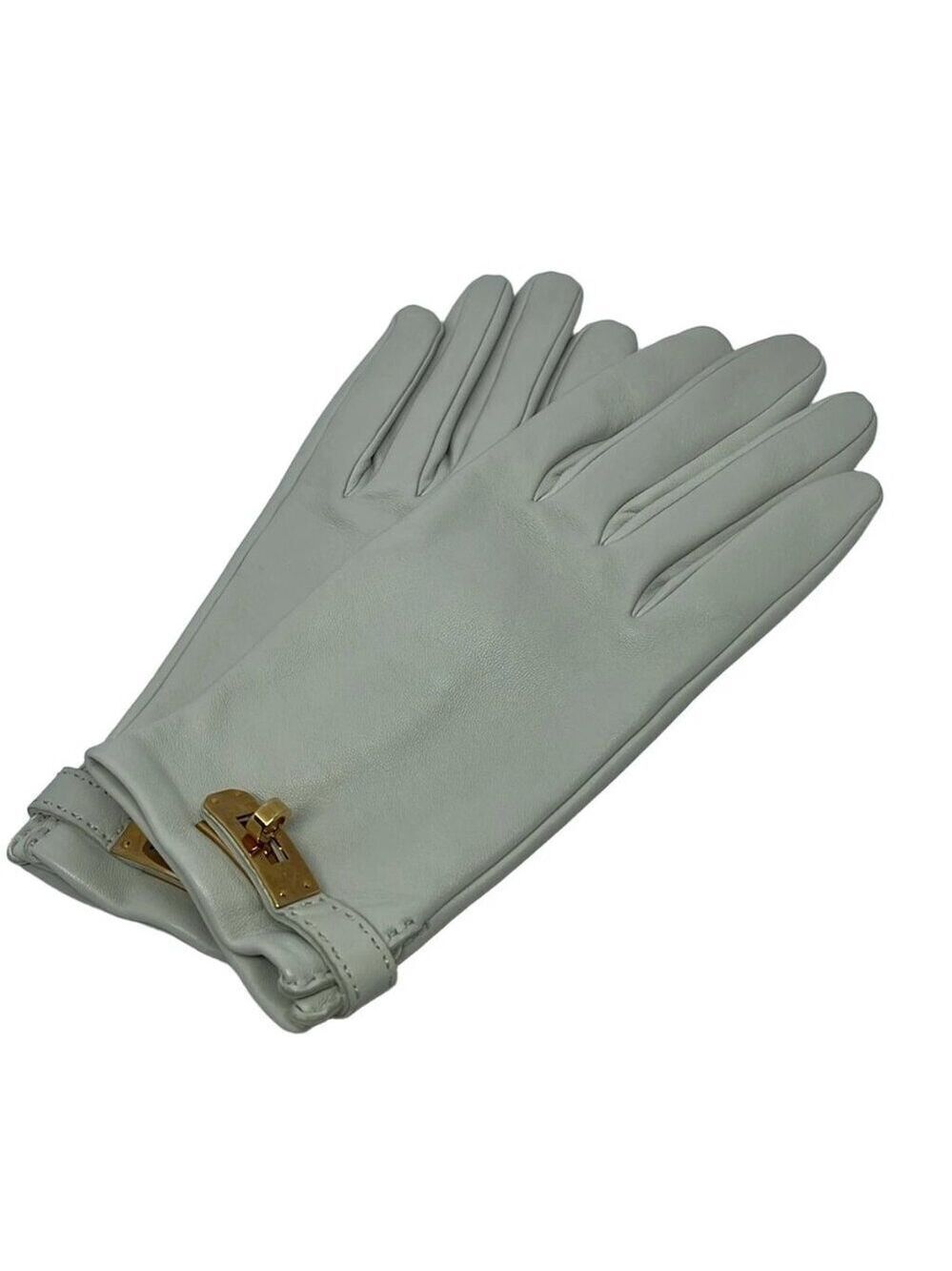 HERMES - Light gray Lambskin Women's Gloves 459-052225